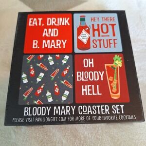 2018 Pavilion Bloody Mary 4" Coaster Set 4-Piece Multicolor Bar Gift Brunch